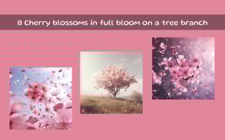 Cherry blossoms in full bloom on a tree branch