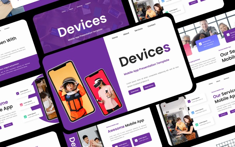 Devices - Mobile App Presentation PowerPoint Template