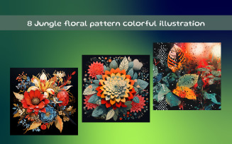 Jungle floral pattern colorful illustration