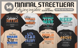 Minimalist Streetwear Typography T-shirt Designs Bundle Vol. 2
