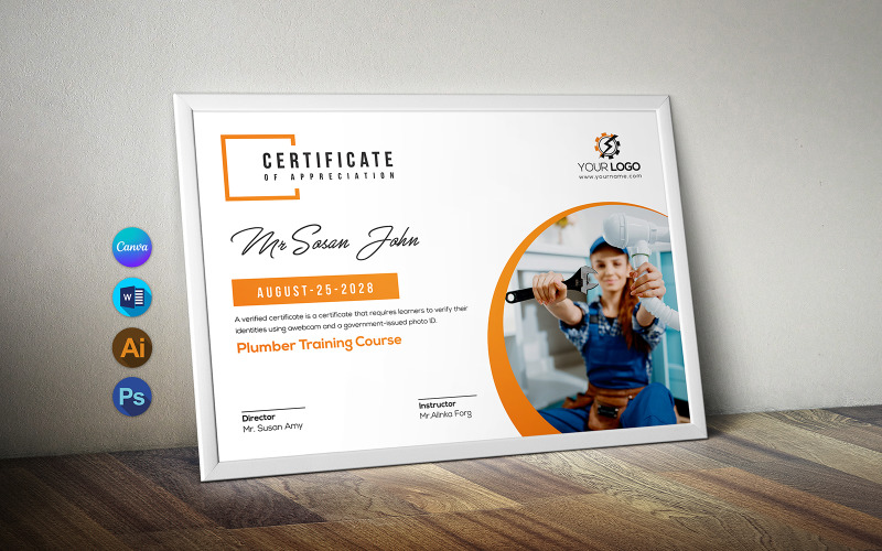 Plumber and Pipe Fitter Training Certificate Certificate Template