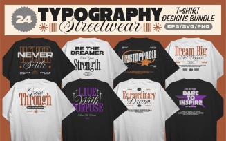 Typography Streetwear T-shirt Designs Bundle