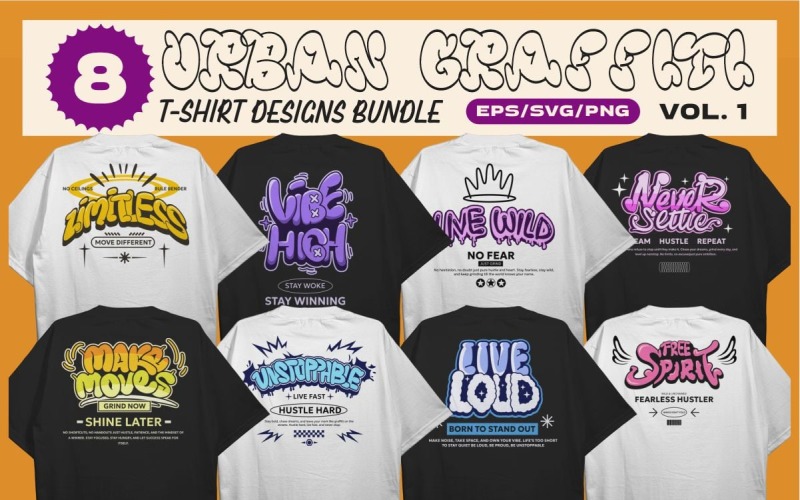 Urban Bubble Graffiti T-shirt Designs Bundle Vol. 1