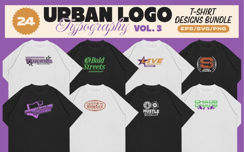 Urban Logo Typography T-shirt Designs Bundle Vol. 3
