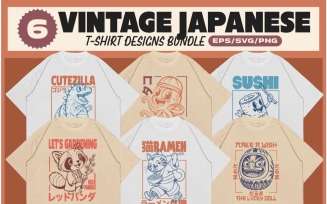 Vintage Japanese T-shirt Designs Bundle