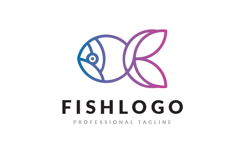 Fish Logo, Multicolor Outline Fish Logo Logo Template