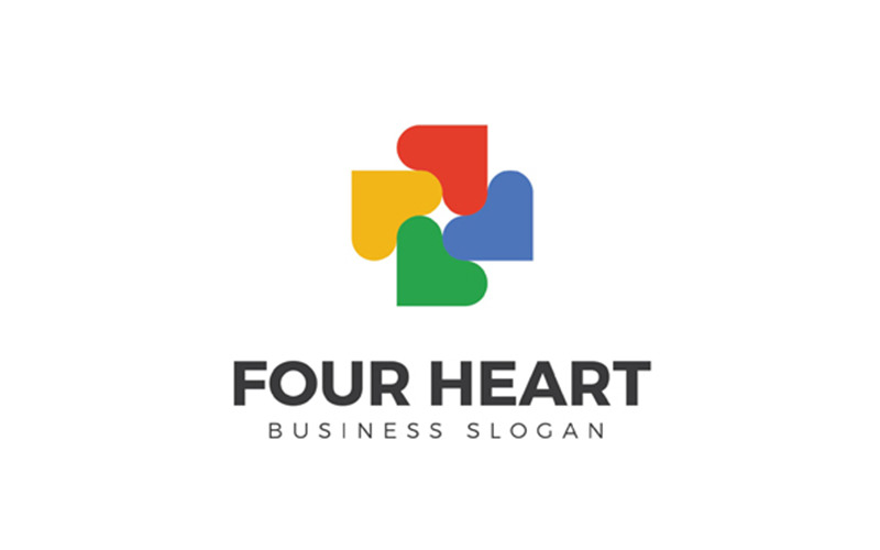 Four Heart Multicolor Logo Logo Template