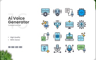 16 Ai Voice Generator Color Icon Set