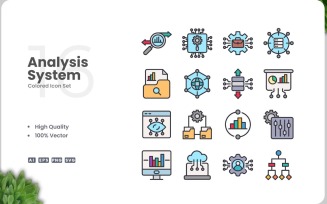 16 Analysis System Color Icon Set