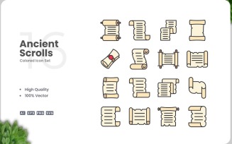 16 Ancient Scroll Color Icon Set