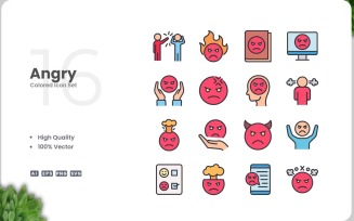 16 Angry Color Icon Collection