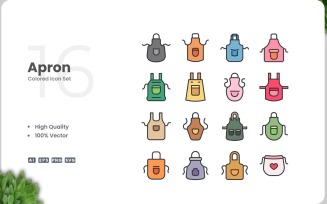16 Apron Color Icon Collection