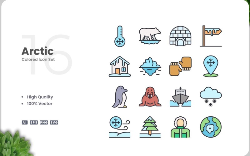16 Arctic Color Icon Collection Icon Set