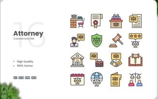 16 Attorney Color Icon Set