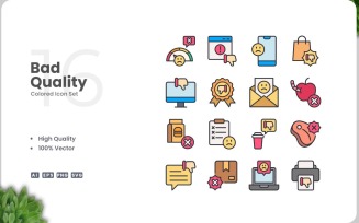 16 Bad Quality Color Icon Set
