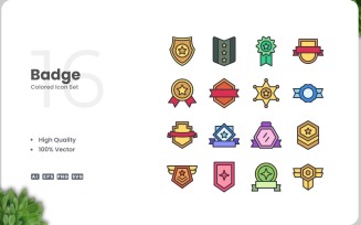 16 Badge Color Icon Collection