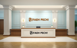 Office reception desk mockup design