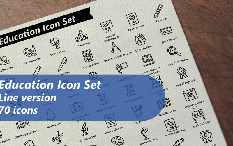Education Line Icon Set Template