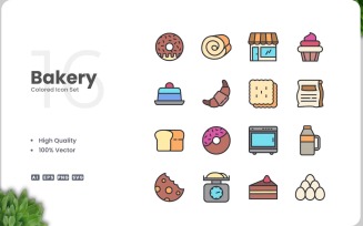 16 Bakery Color Icon Collection