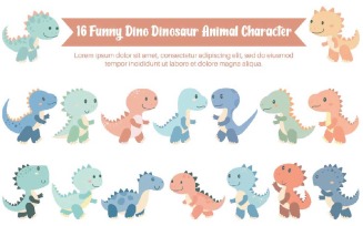 16 Funny Dino Dinosaur Animal Character