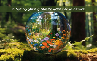 Spring glass globe on moss bed in nature