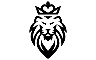A logo of a majestic lion wearing a royal crown