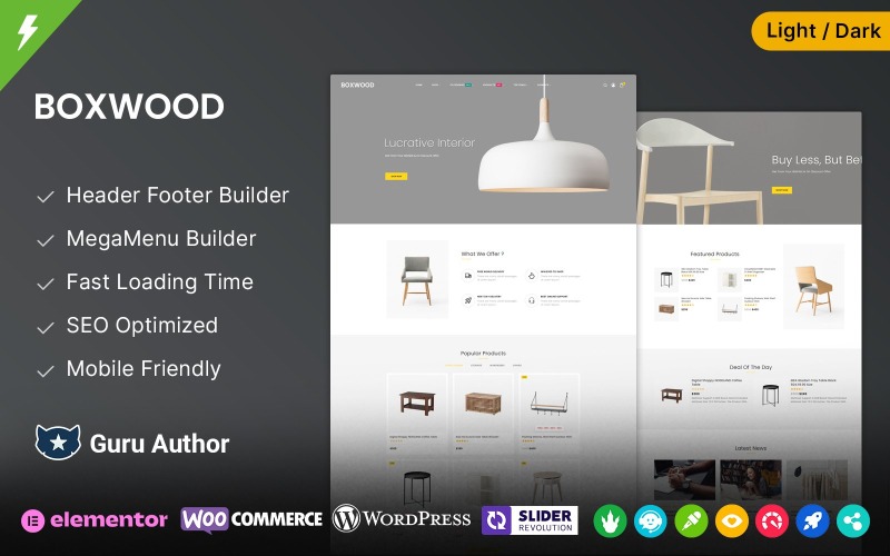 BoxWood - Lighting, Furniture, and Interior Shopping Mall Elementor WooCommerce Theme