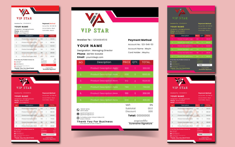 Flexible and Editable Invoice Design Corporate Identity