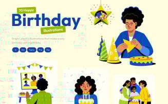 Happy Birthday Illustration Set