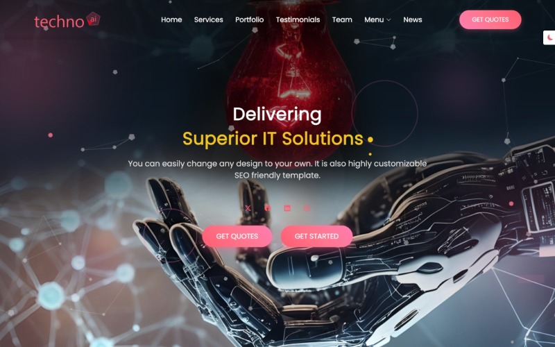 Technoai - A Versatile and Responsive Template for IT Solutions & Business Services Website Template