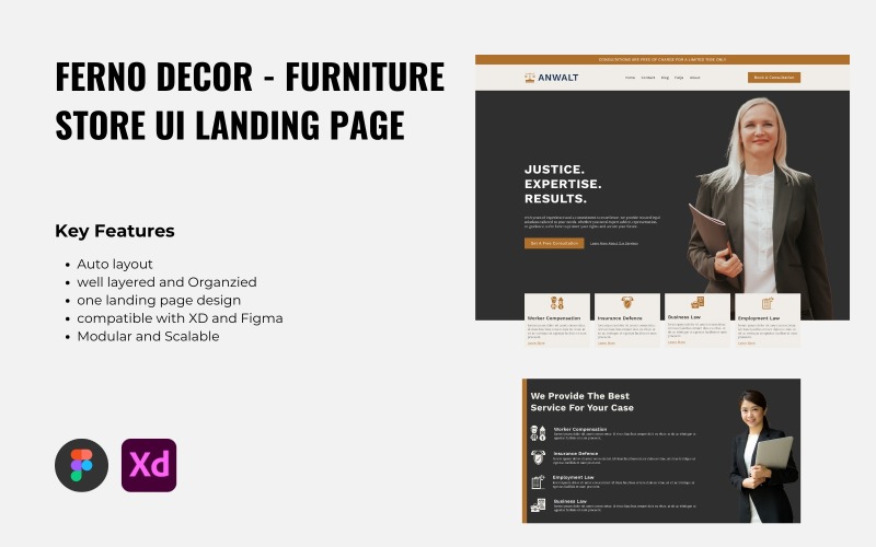Anwalter - Law Agency UI Landing Page UI Element