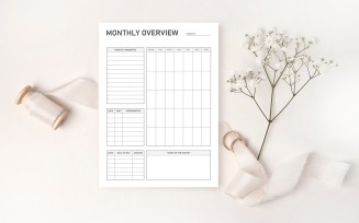 Canva and MS Word Monthly Overview Template Design