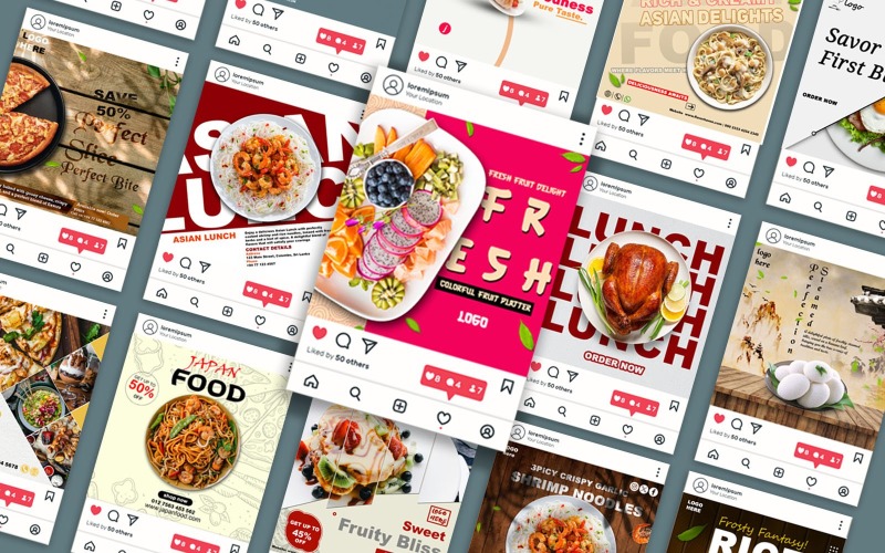 Food Business Social Media Post Templates – 20 PSD Designs for Restaurants & Cafes