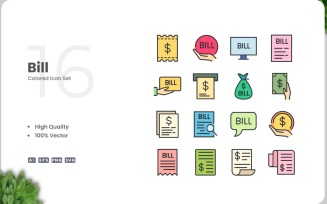 16 Bill Color Icon Collection