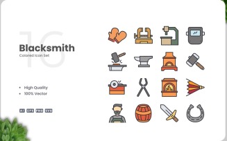 16 Blacksmith Color Icon Set