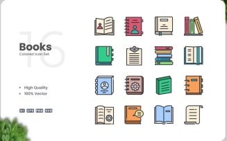 16 Book Color Icon Collection