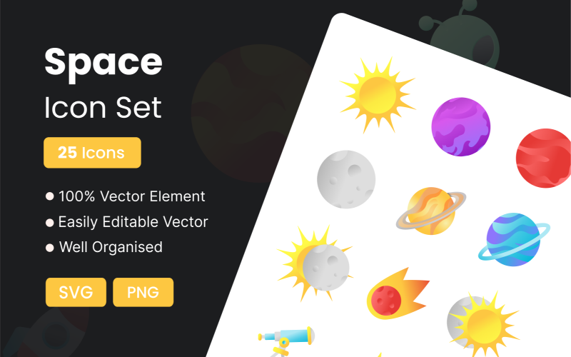 25 Premium Space Icon Pack Icon Set