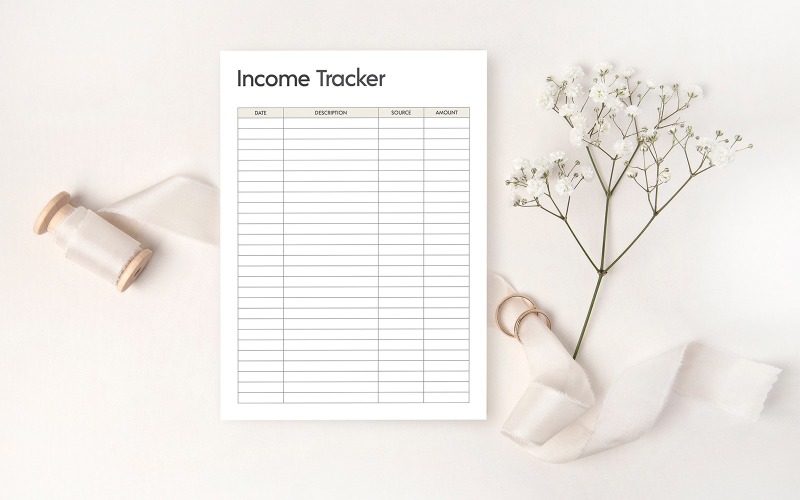 Income Tracker Log Book Canva and MS Word Planner