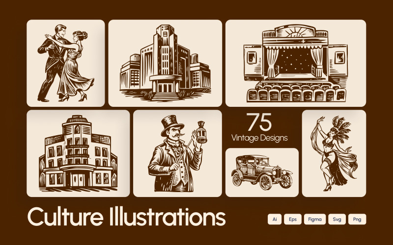Vintage Culture Illustration Set