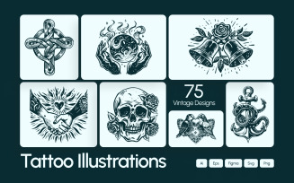 Vintage Tattoo Illustration Set