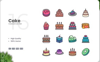 16 Cake Color Icon Collection