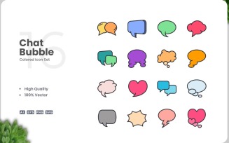 16 Chat Bubble Icon Color Set