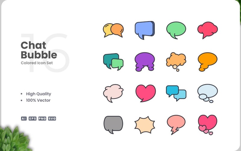 16 Chat Bubble Icon Color Set Icon Set