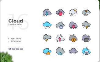 16 Cloud Icon Color Collection