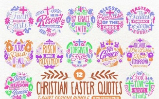 Christian Easter Quotes T-shirt Designs Bundle