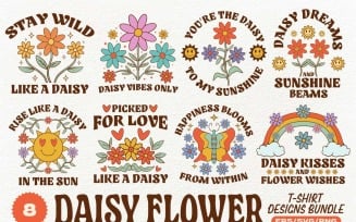 Daisy Flowers T-shirt Designs Bundle