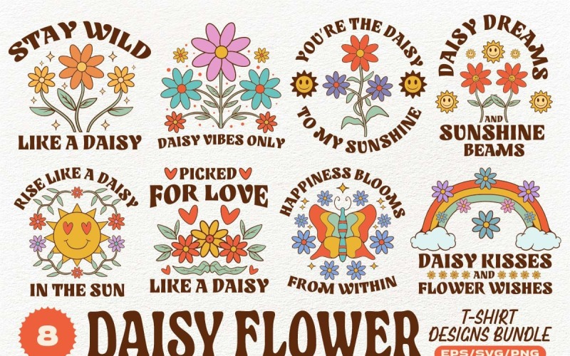 Daisy Flowers T-shirt Designs Bundle