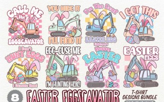 Easter Eggscavator T-shirt Designs Bundle