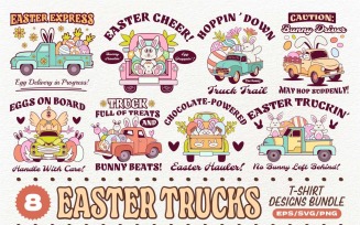 Easter Trucks T-shirt Designs Bundle