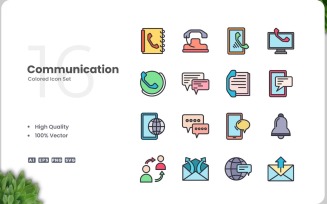 16 Communication Icon Color Set